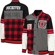 THE WILD COLLECTIVE Women's The Wild Collective Black Ohio State Buckeyes Multi Vintage Button-Up Bomber Jacket