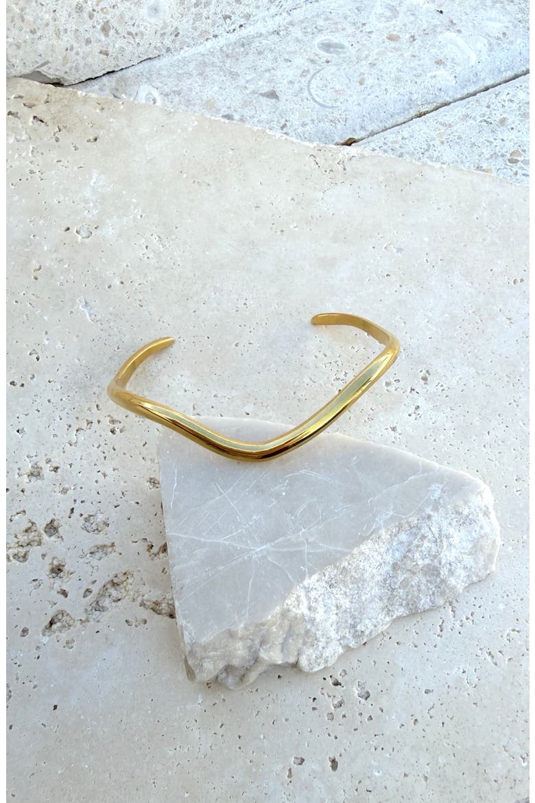 18K Gold Plated Wavy Cuff Bracelet, Alternate, color, GOLD