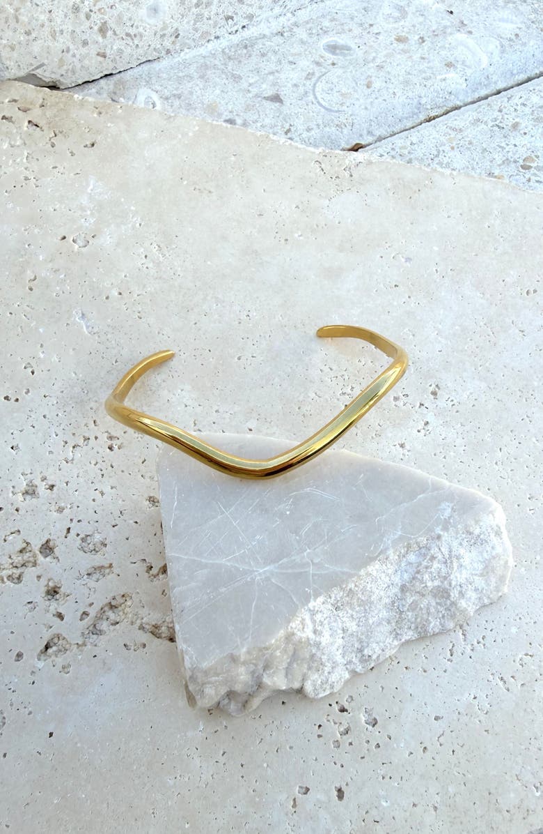 Adornia 18K Gold Plated Wavy Cuff Bracelet, Alternate, color, Gold