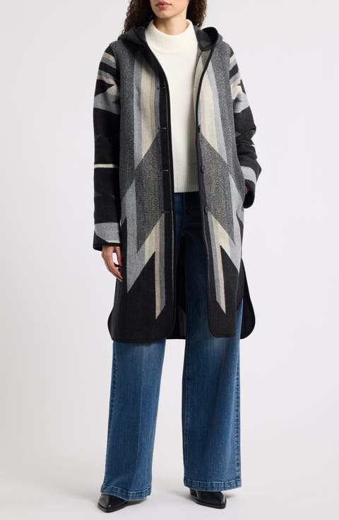 Hooded Jacquard Coat