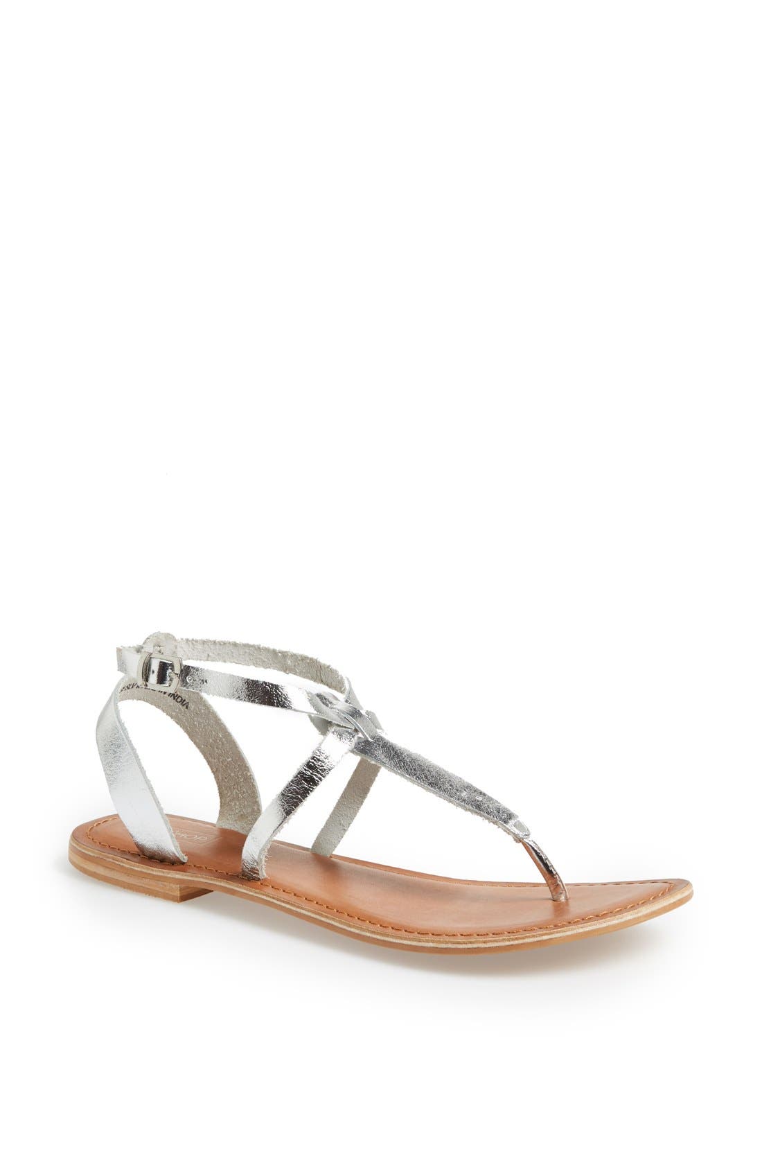 'Horizon' Leather Sandal, Main, color, SILVER