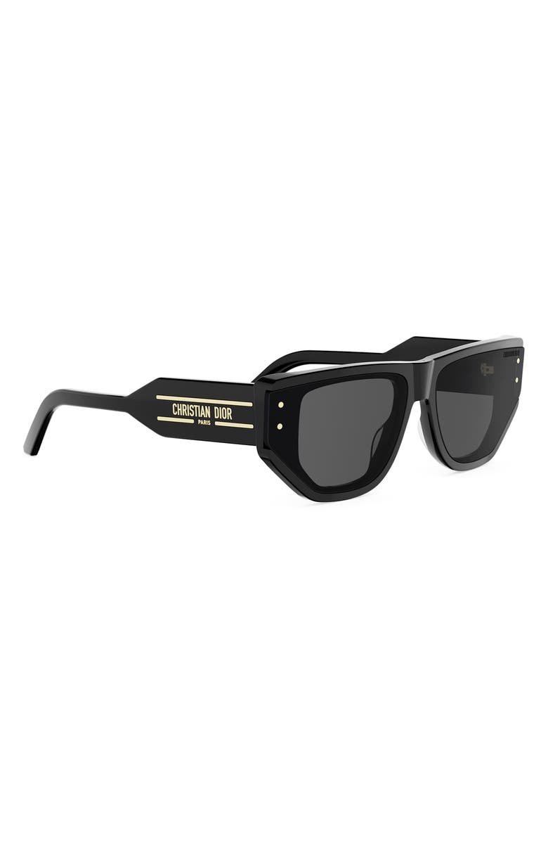 DIOR Signature S15I 63mm Oversize Cat Eye Sunglasses, Alternate, color, Shiny Black / Smoke