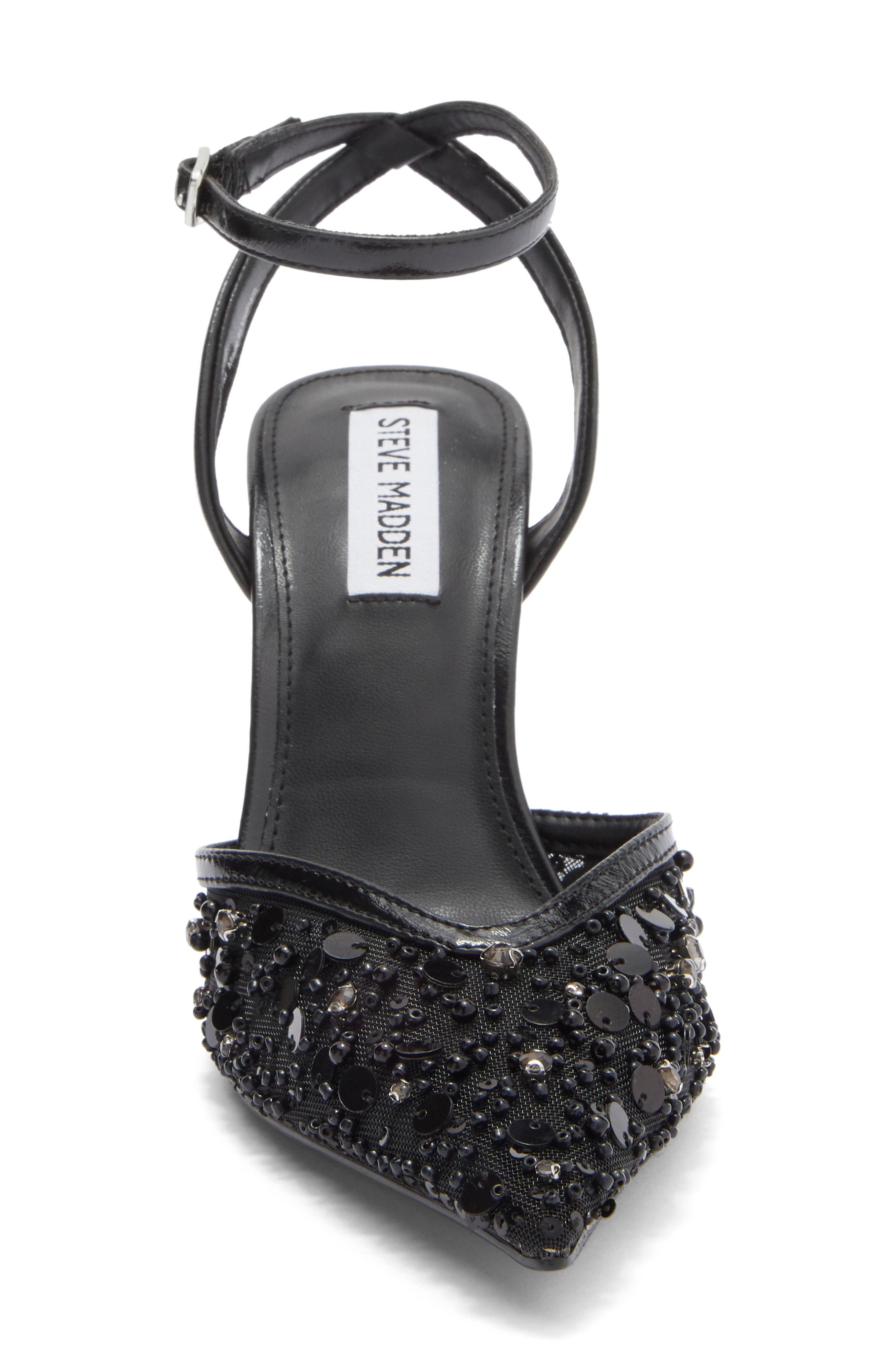 Steve Madden Sherrie Beaded Ankle Strap Pump, Alternate, color, Black