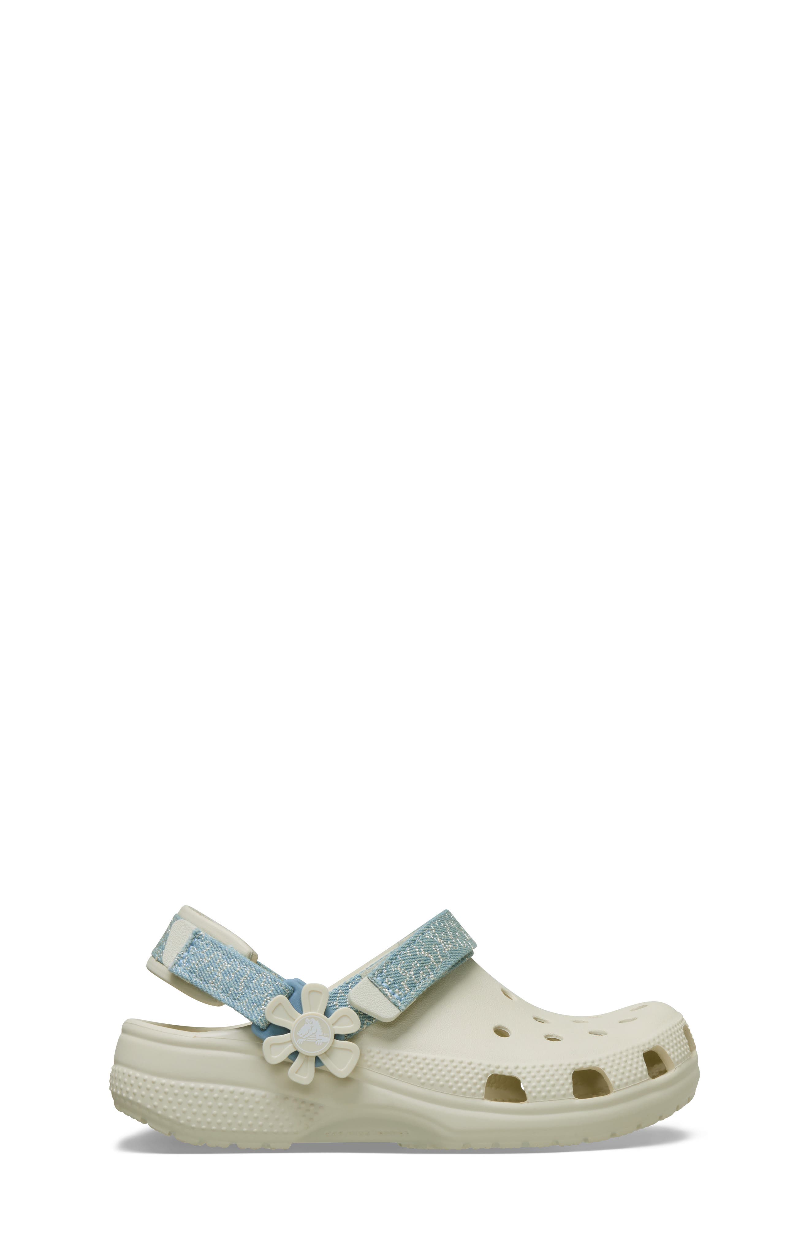 CROCS Kids' Denim & Flower Classic Clog, Alternate, color, Summit White