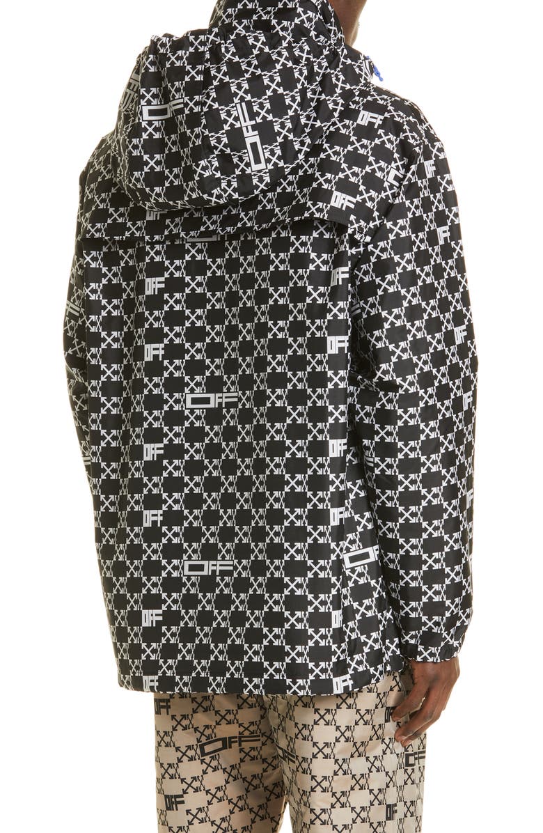 Off-White Monogram Print Hooded Windbreaker, Alternate, color, 