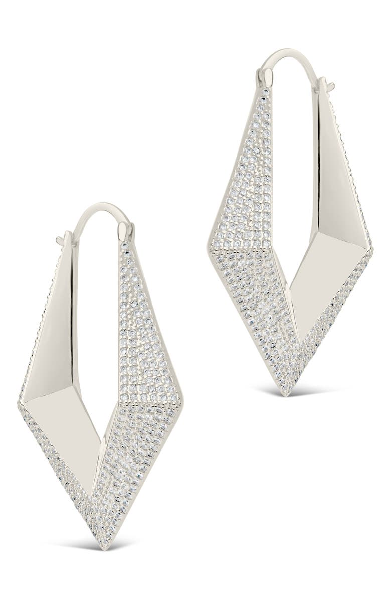 Sterling Forever Charlize Pavé Hoop Earrings, Alternate, color, 