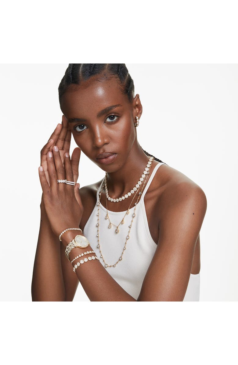 Swarovski Matrix Oval Cut Crystal Eternity Ring, Alternate, color, Gold/ White