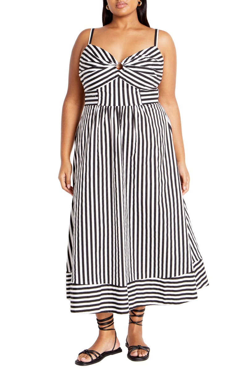 City Chic Nova Stripe Midi Dress, Main, color, Stripe