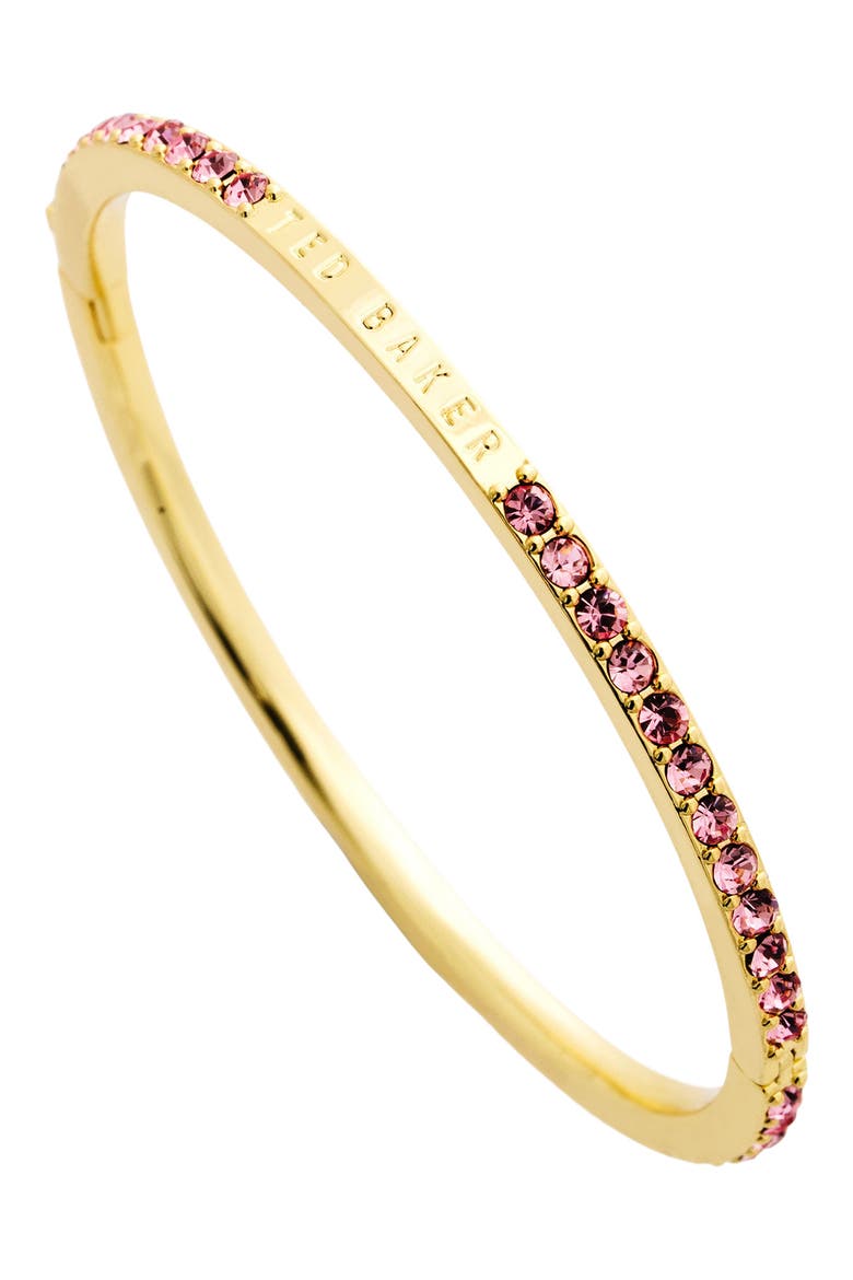Claudia Narrow Crystal Hinge Bracelet, Alternate, color, GOLD/ PINK