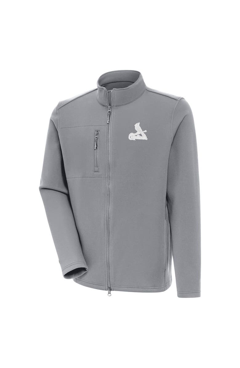 ANTIGUA Men's Antigua Gray St. Louis Cardinals Objection Full-Zip Jacket, Main, color,