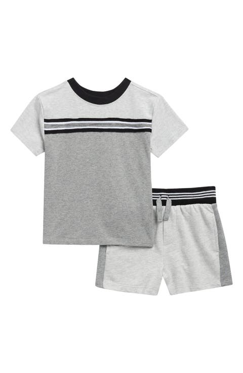 Kids' Heathered Stripe Tee & Shorts Set (Toddler & Little Kid)