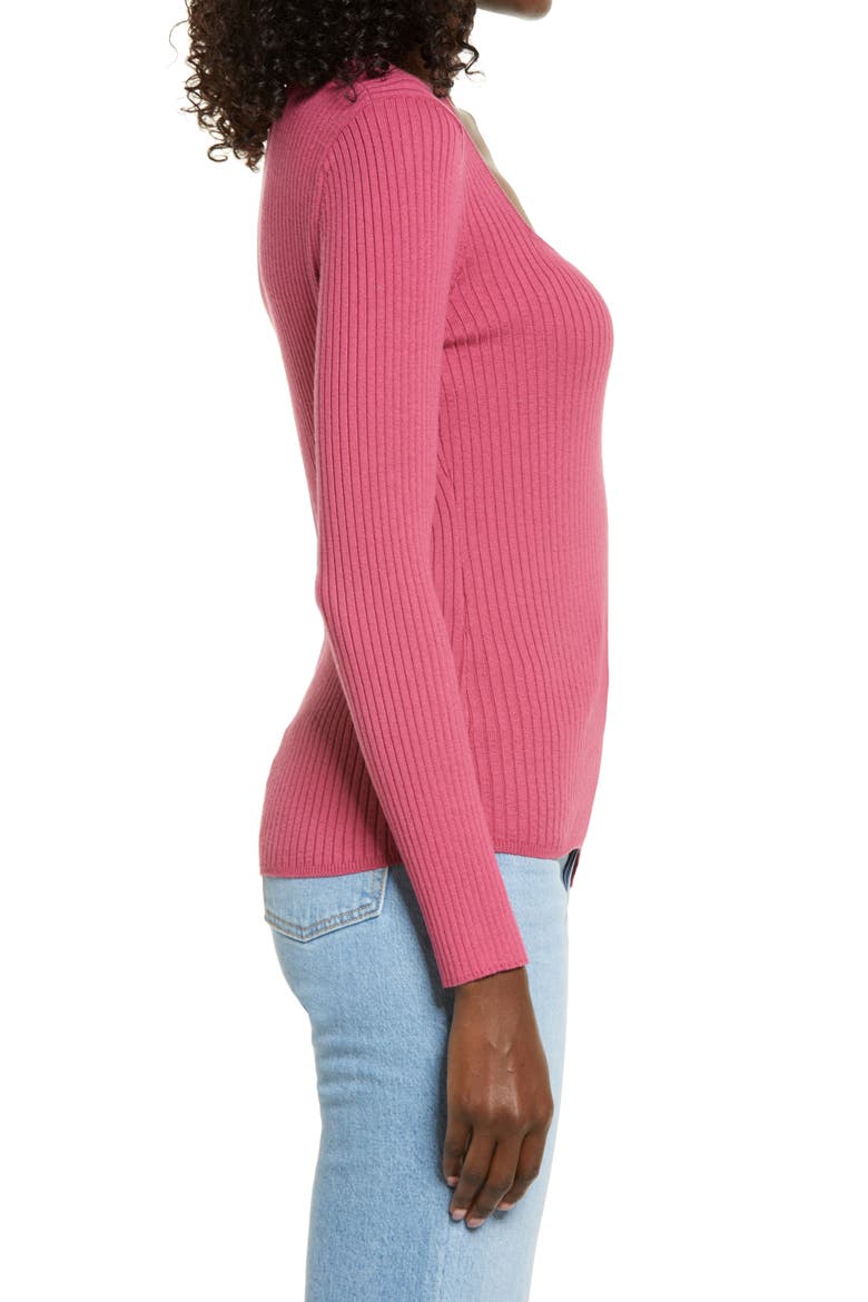 Rib Scoop Neck Sweater, Alternate, color, PINK MALAGA