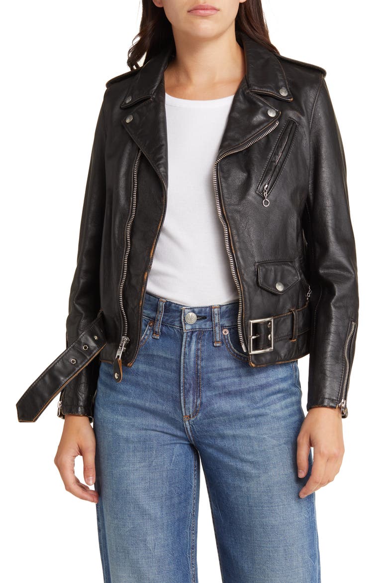 Perfecto Brand Asymmetric Moto Jacket, Main, color, BLACK