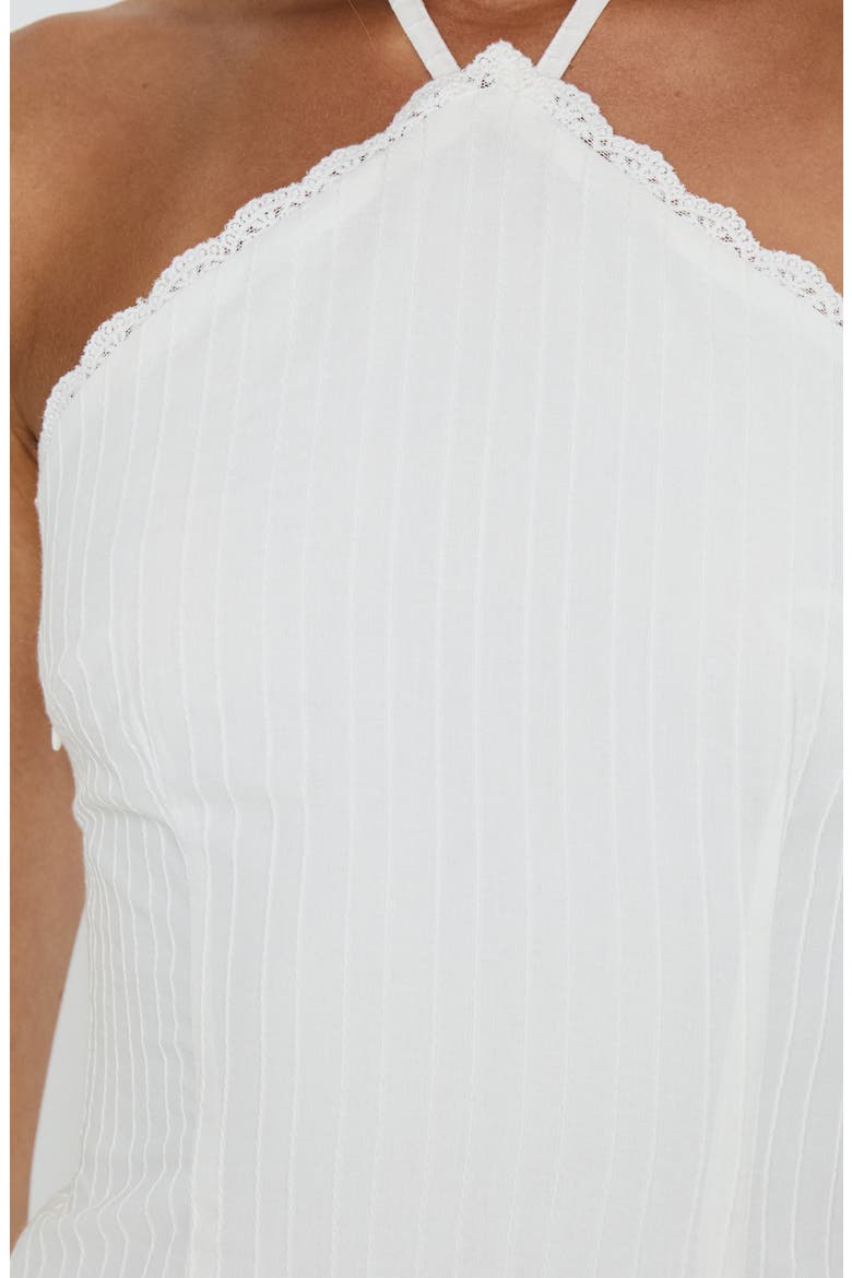 Hunnie Lace Trim Drop Waist Minidress, Alternate, color, WHITE