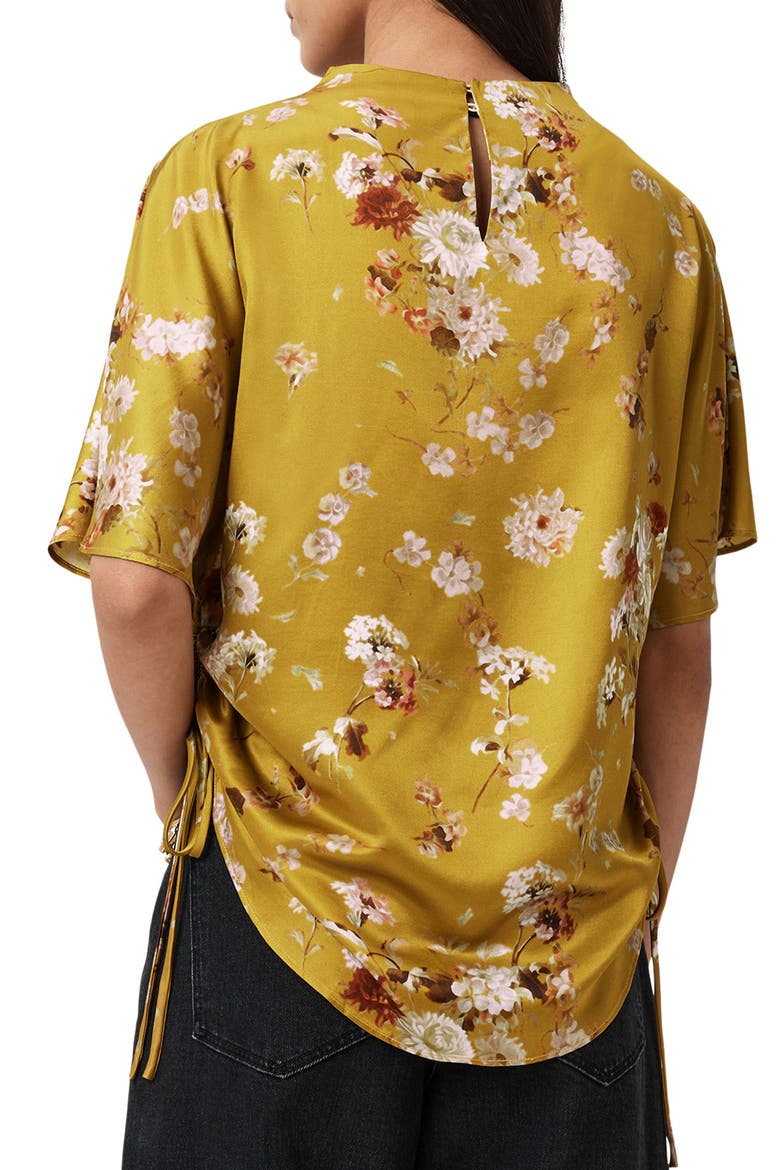 Leslie Floral Side Ruched Top, Alternate, color, ARMADA DEEP YELLOW