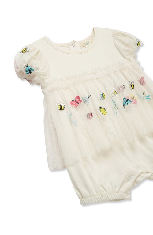Peek Essentials Embroidered Cotton Skirted Romper In Off-white