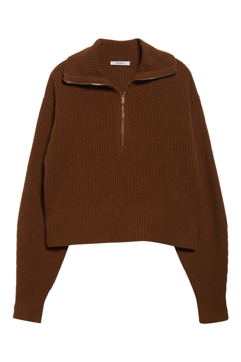 Nadar Merino Wool & Cashmere Half Zip Sweater, Alternate, color, TOBACCO