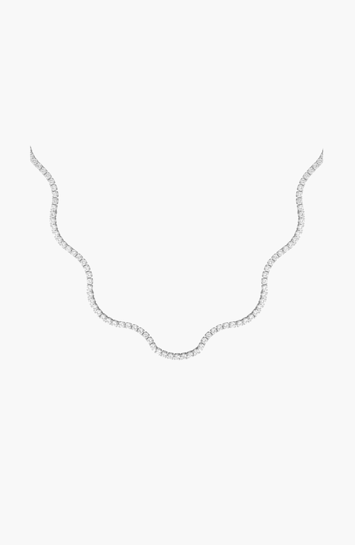 Aurate New York Lab Grown White Sapphire Wave Tennis Necklace In Metallic