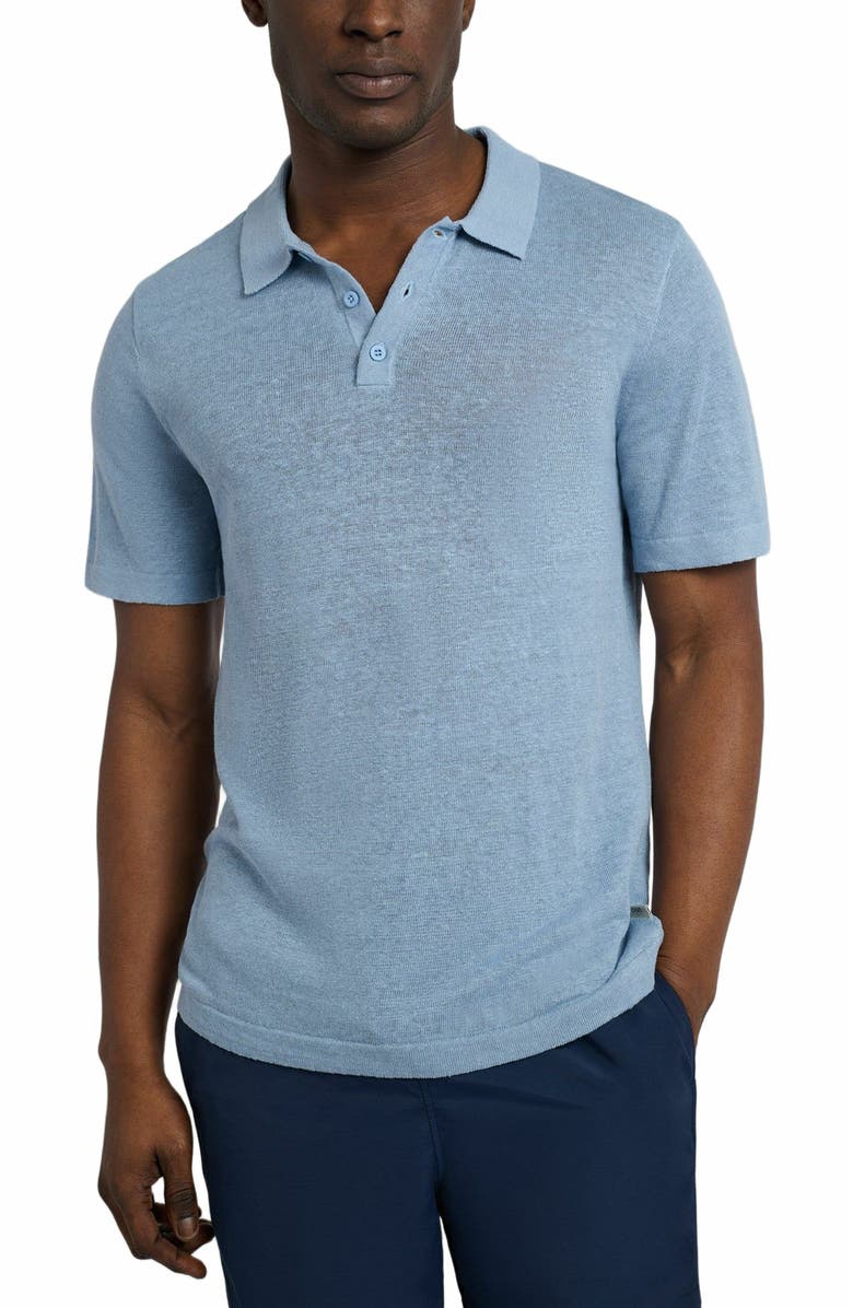 Onia Linen Sweater Polo, Alternate, color, Baby Blue