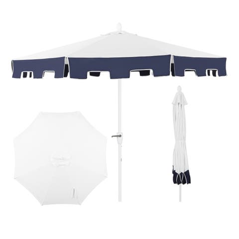 Baiona 9 ft. Classic MidCentury Market Patio Umbrella with UV Protection, Auto-Tilt, Crank and Wind Vent