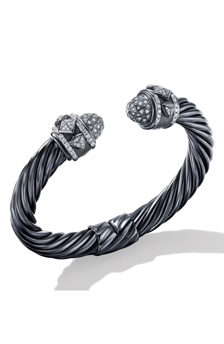 David Yurman Renaissance<sup>®</sup> Classic Cable Bracelet in Blackened Silver with Diamonds, 9mm, Alternate, color, 