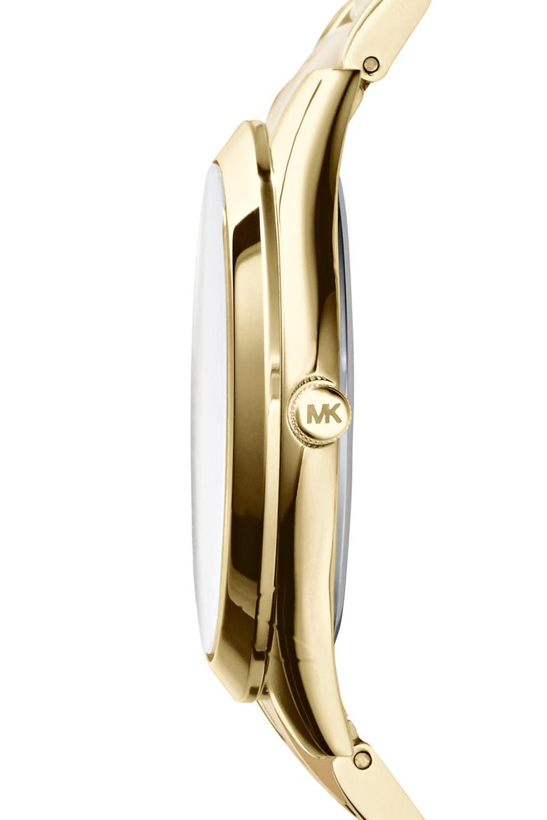 Michael Kors 'Slim Runway' Round Bracelet Watch, 42mm, Alternate, color, HORN/ GOLD