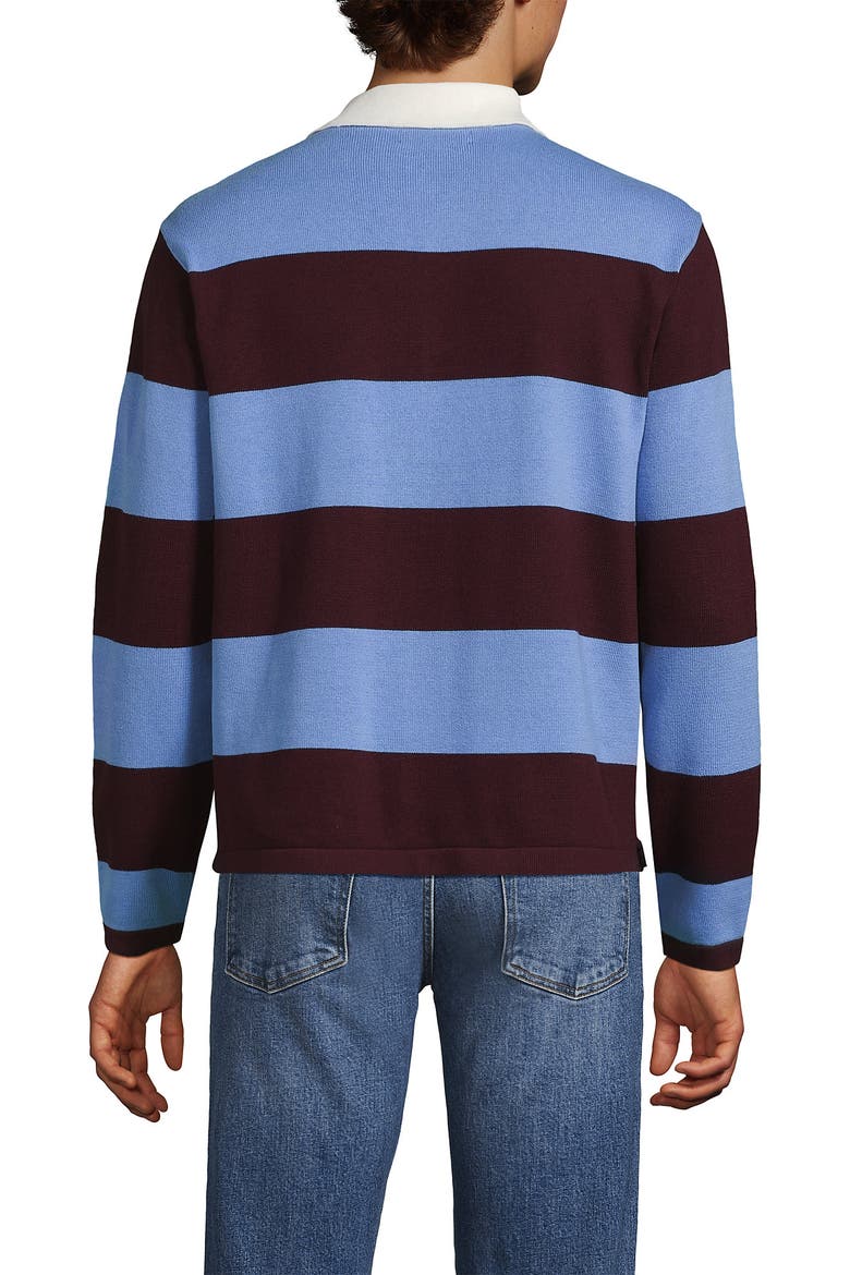 Long Sleeve Cotton Rugby Sweater Polo, Alternate, color, Burgundy/Persian Blue Stripe