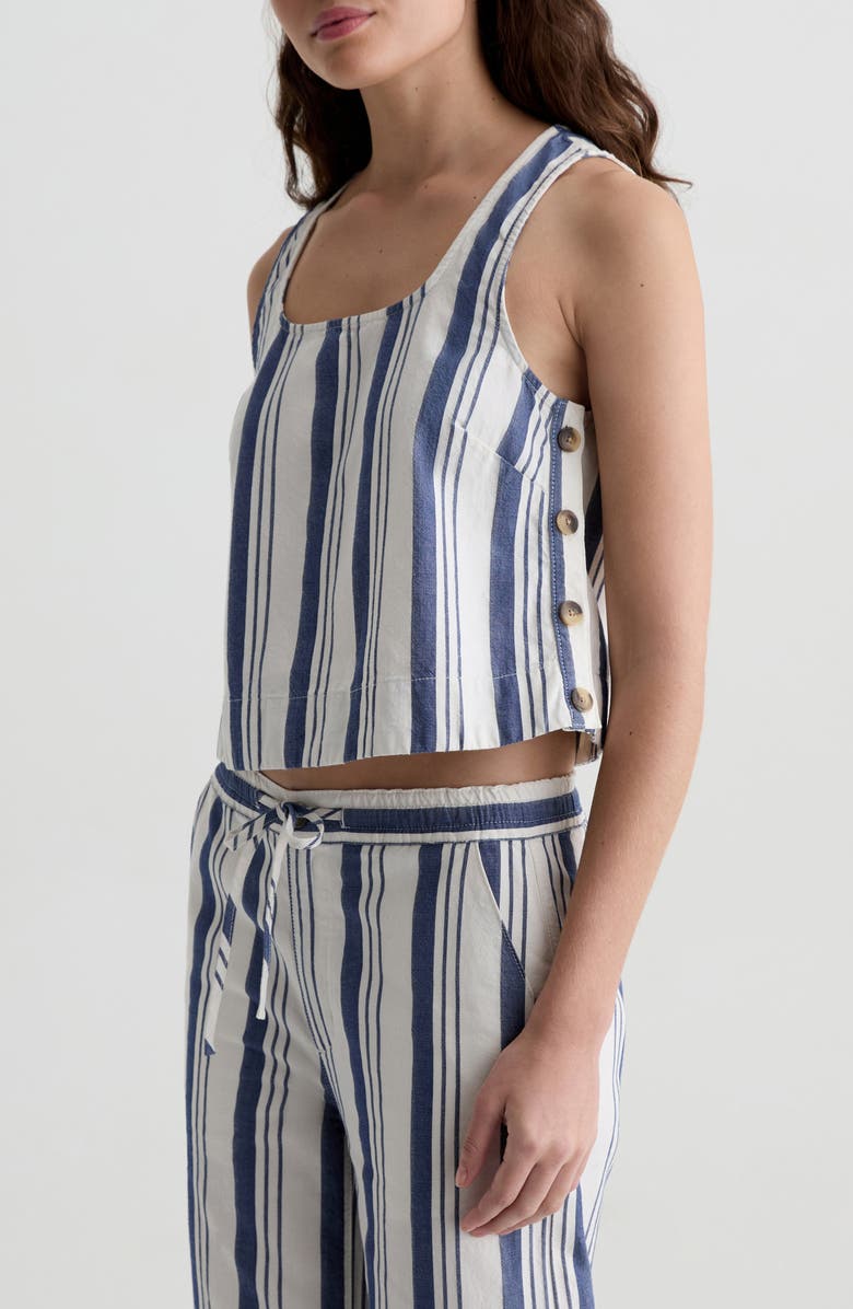AG Alpha Stripe Crop Cotton & Linen Tank, Alternate, color, Line Up