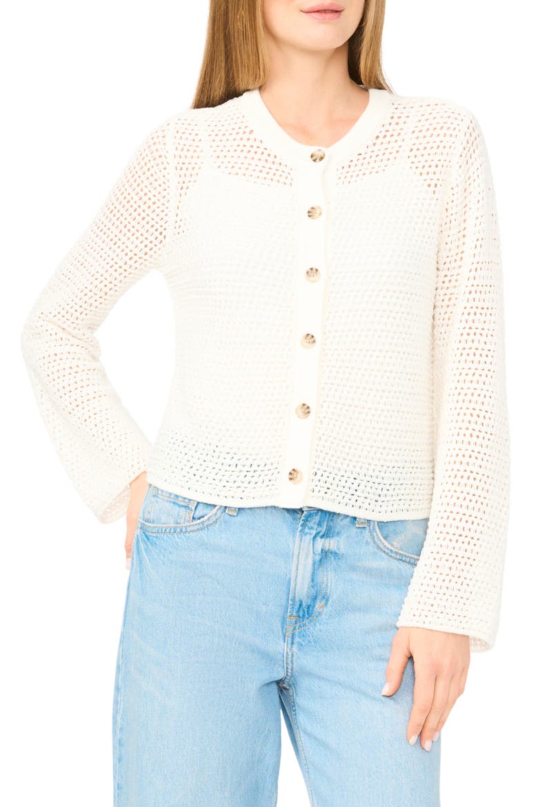 Open Weave Cardigan, Main, color, ANTIQUE WHITE