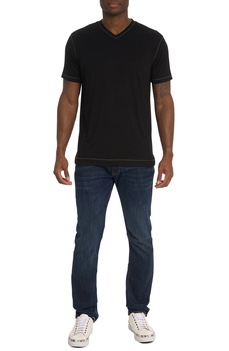 Robert Graham Eastwood V-Neck Cotton Blend T-Shirt, Alternate, color, Black
