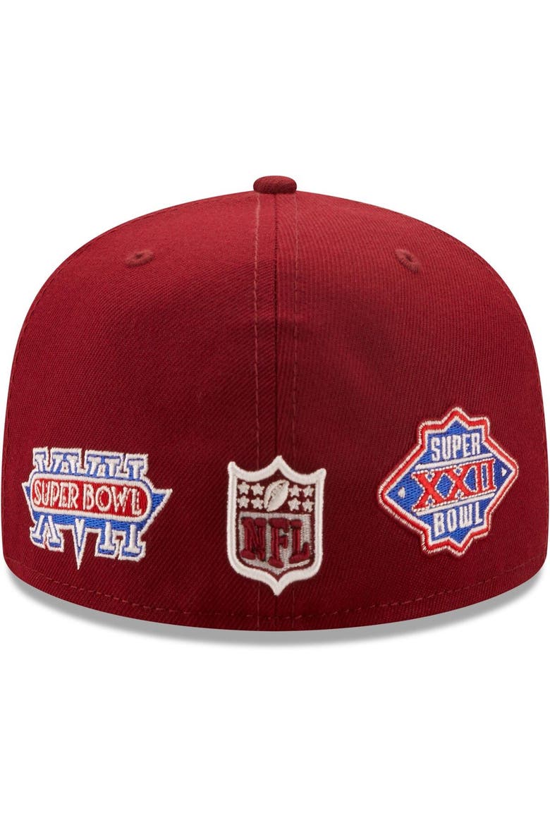 Men's New Era Burgundy Washington Football Team 3X Super Bowl Champions 59FIFTY Fitted Hat, Alternate, color, Burgundy