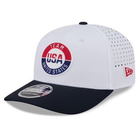 Men's New Era  White/Black Team USA Perforated Stars 9SEVENTY Adjustable Hat