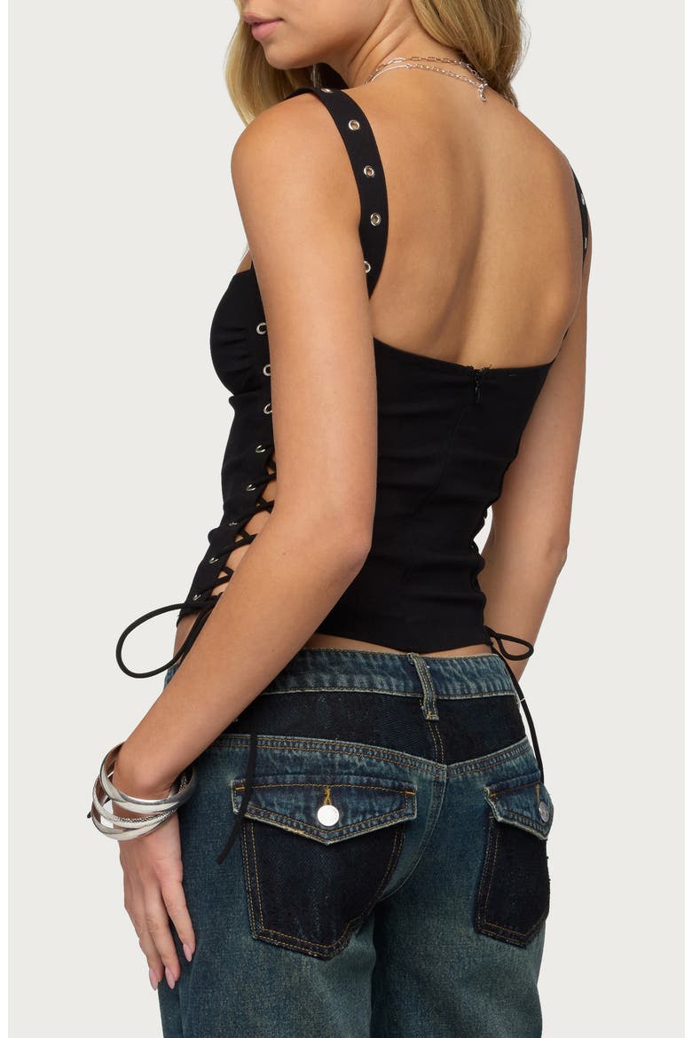 Adi Grommet Corset Tank, Alternate, color, BLACK