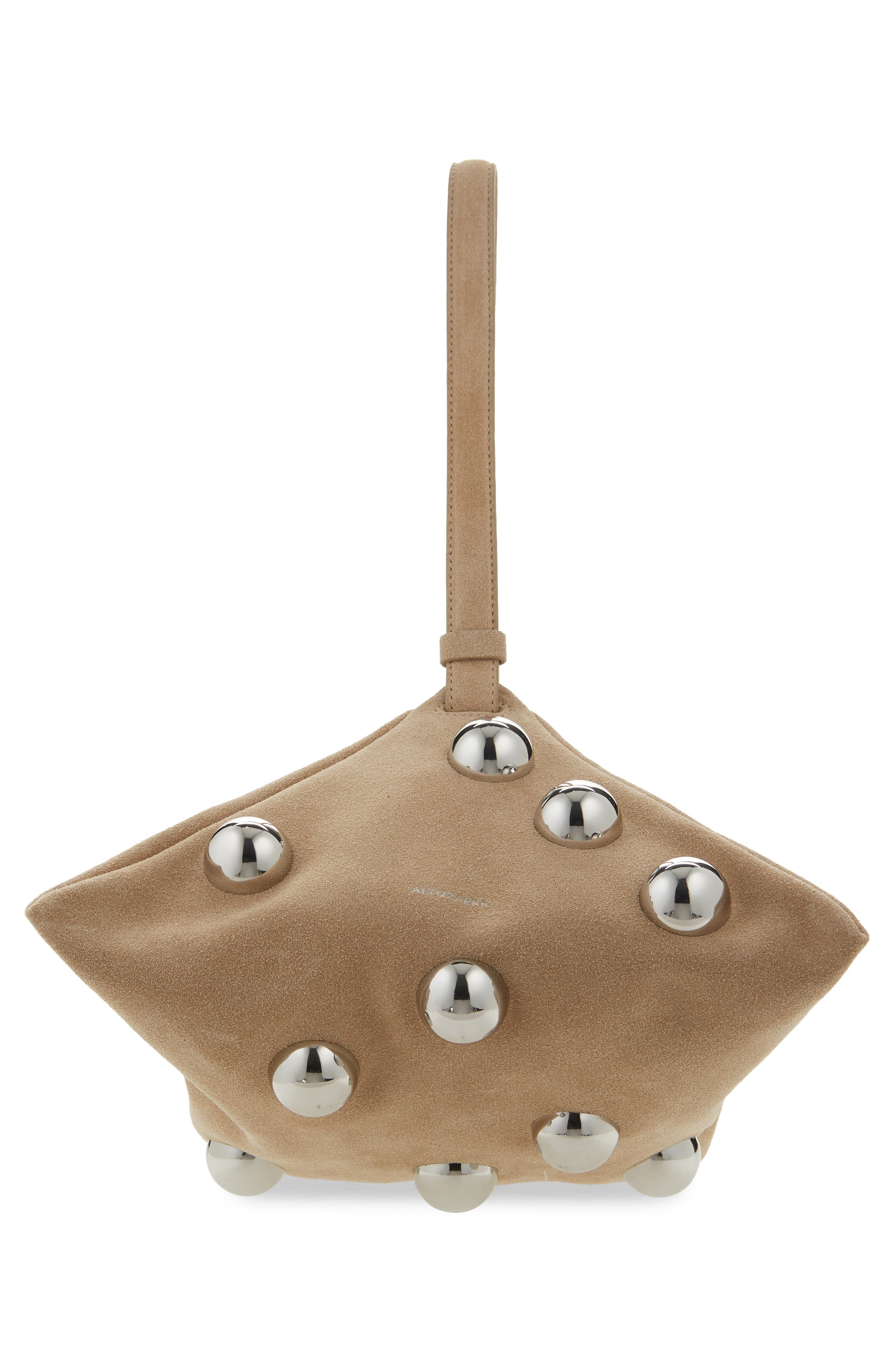 Altuzarra Origami Suede East/West Shoulder Bag, Alternate, color, Cappuccino/ Silver