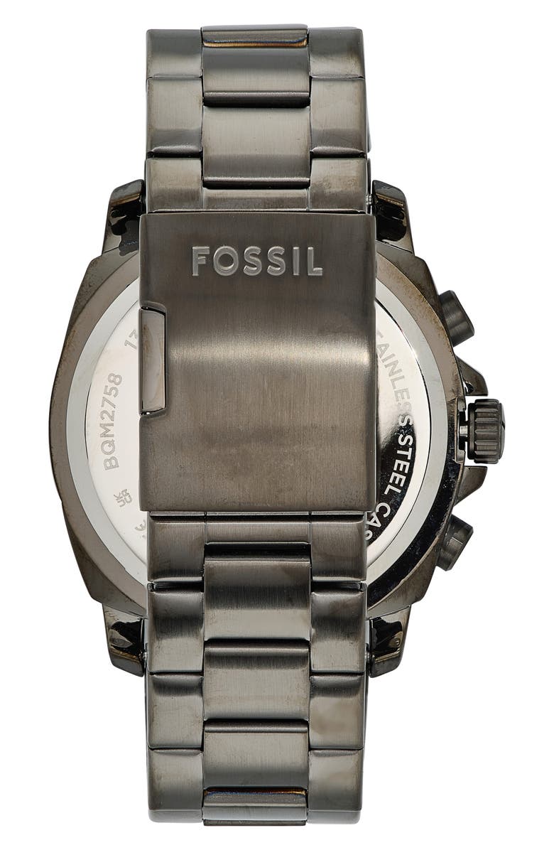 Fossil Privateer Chronograph Bracelet Watch, 48mm, Alternate, color, Gunmetal