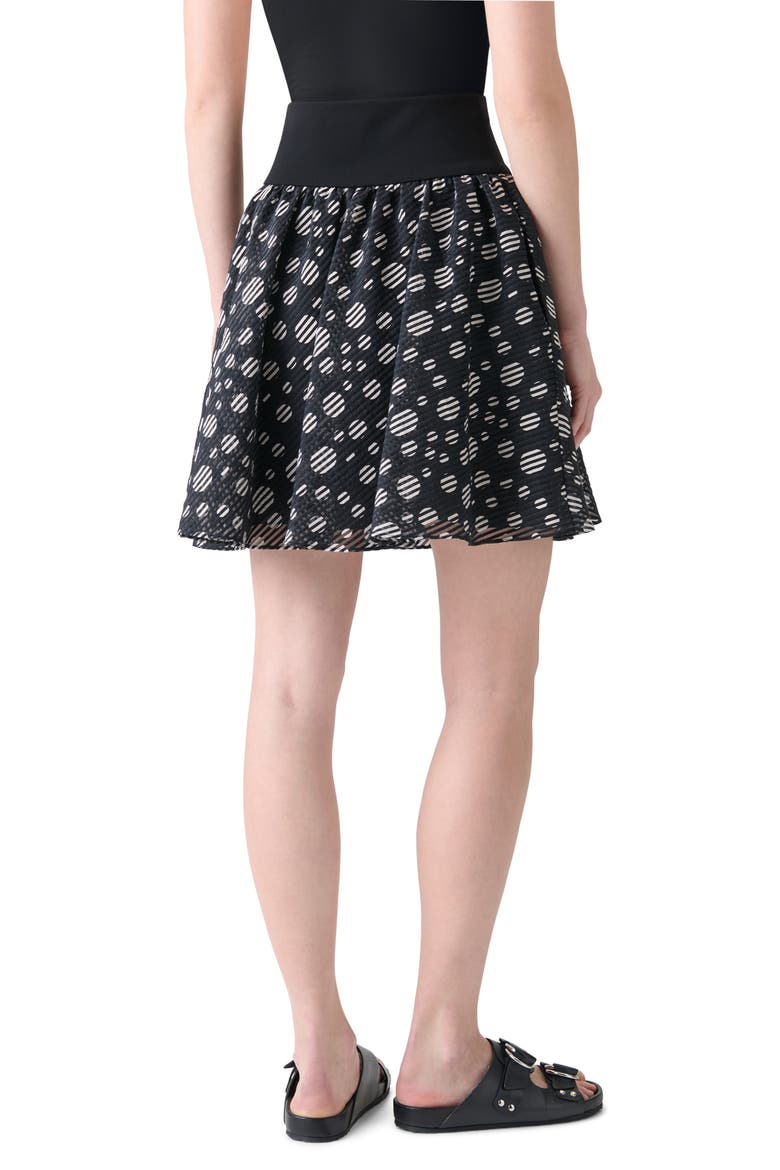 Circle Print Burnout Stripe Flared Skirt, Alternate, color, BLACK-CREAM