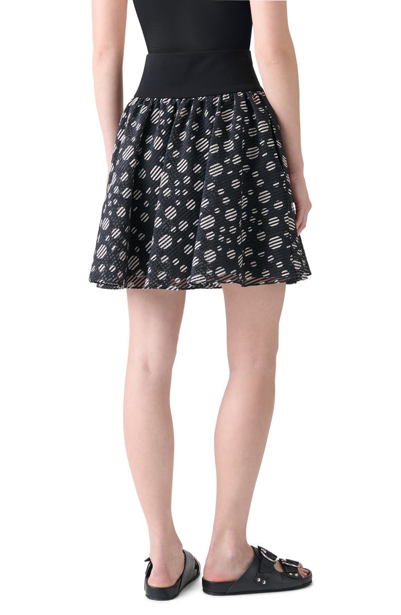 Akris punto Circle Print Burnout Stripe Flared Skirt, Alternate, color, Black-Cream