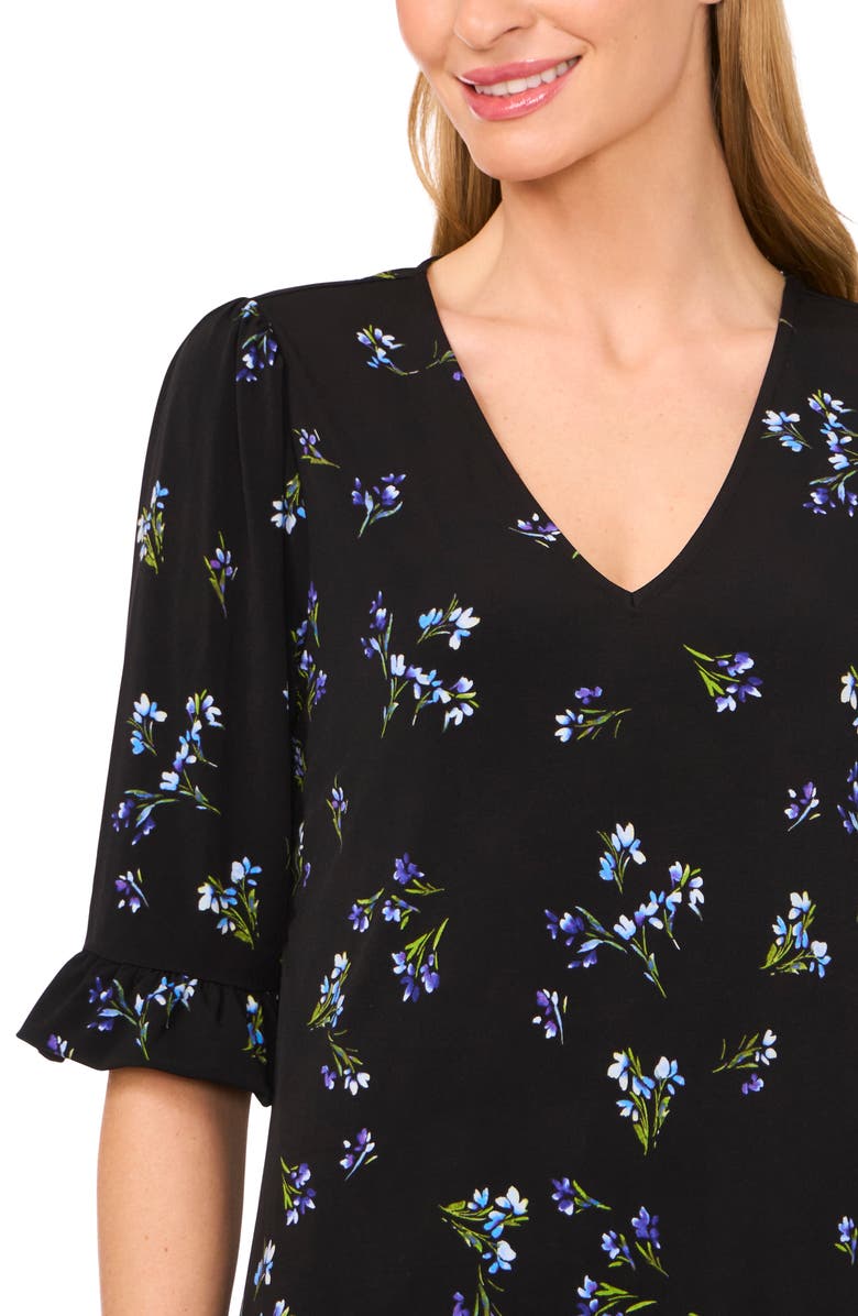 CeCe Floral Ruffle Sleeve Top, Alternate, color,