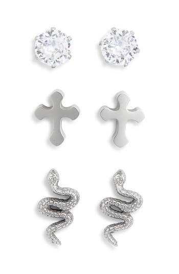 American Exchange Set Of 3 Stud Earrings