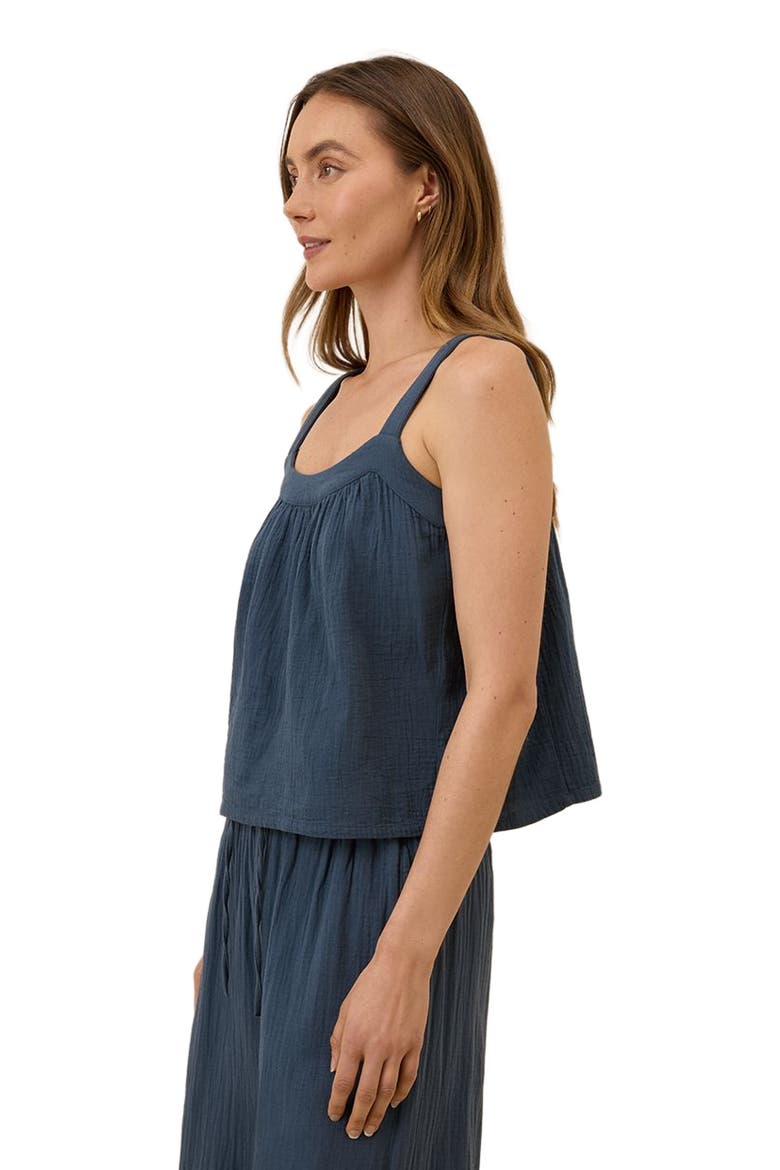 Organic Cotton Double Gauze Square Neck Cami, Alternate, color, French Navy