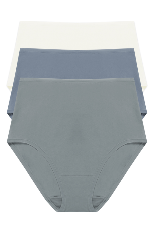 Natori Women's 3-pk. Bliss Bare Cotton High-waist Brief Underwear 778346mp In Seaglass/country Blue/ivory