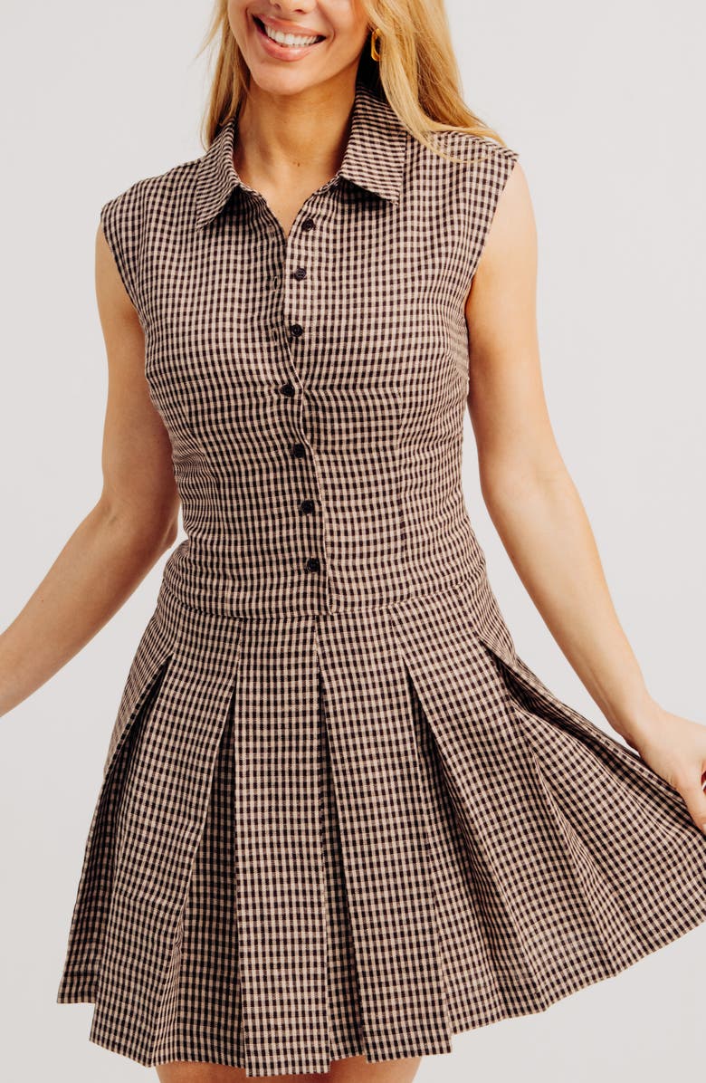 Torn by Ronny Kobo Valerie Check Print Minidress, Alternate, color, Brown