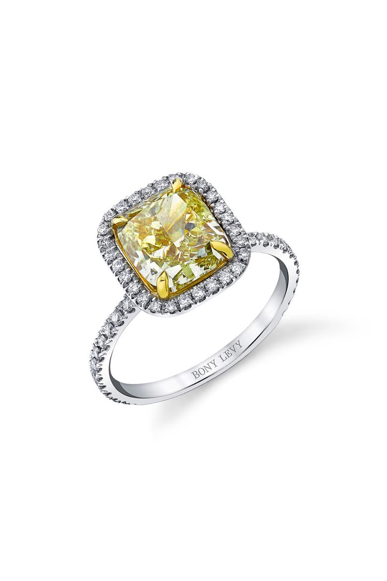 Cushion Yellow Diamond Ring (Nordstrom Exclusive), Main, color, YELLOW DIAMOND/ WHITE