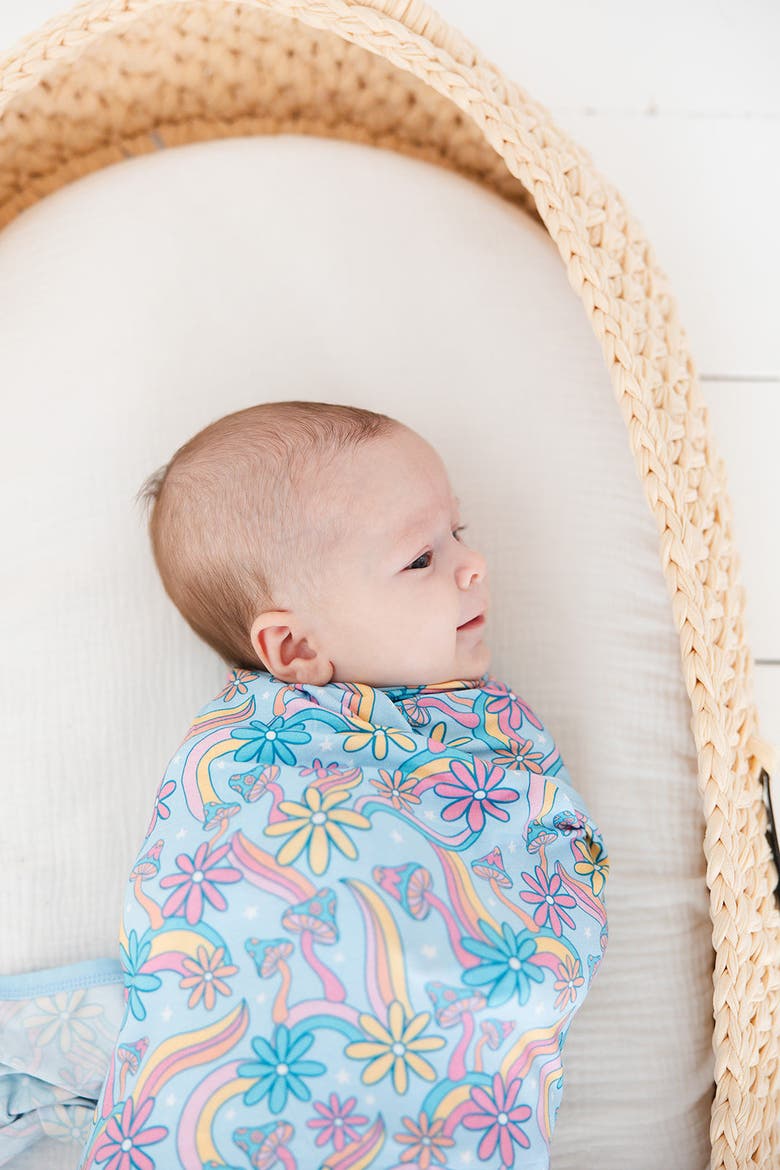 Groovy Fall After All Swaddle, Alternate, color, Blue