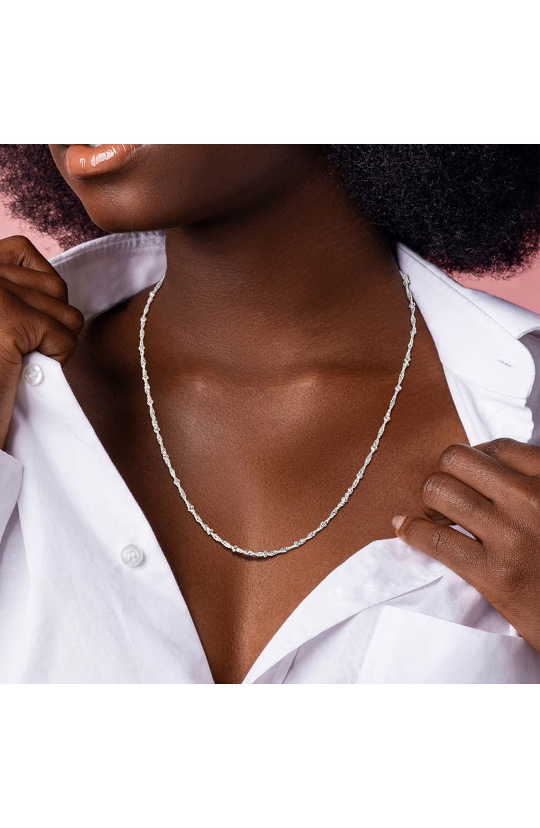 DELMAR Saturno Bead Station Necklace, 2.7mm, Alternate, color, Silver