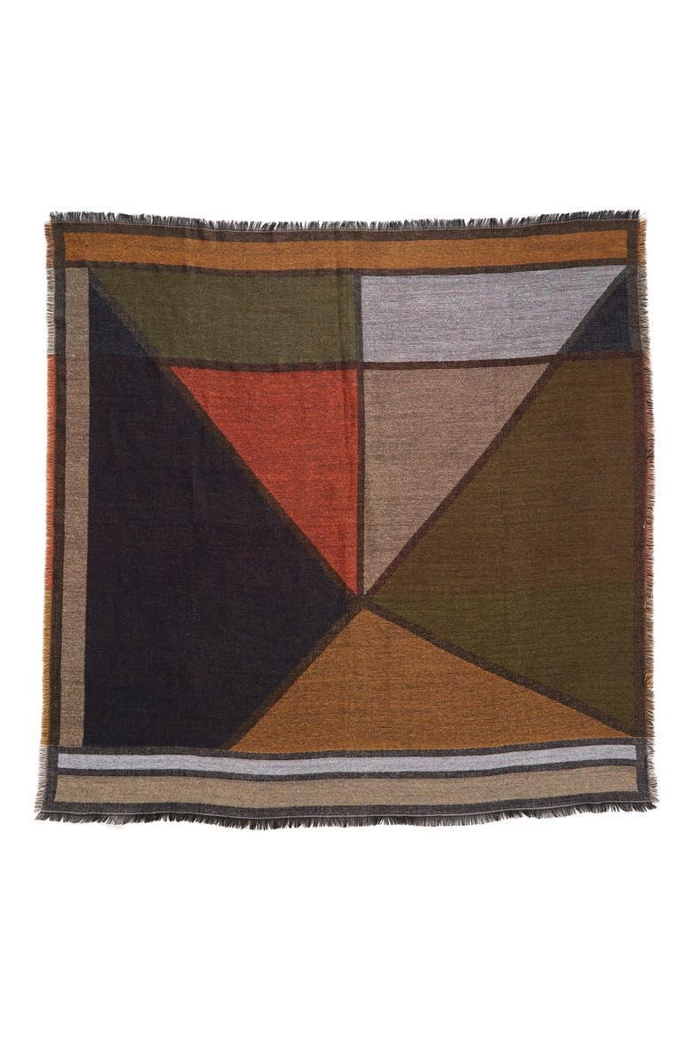 Geo Pattern Woven Square Scarf, Alternate, color, NAVY MULTI