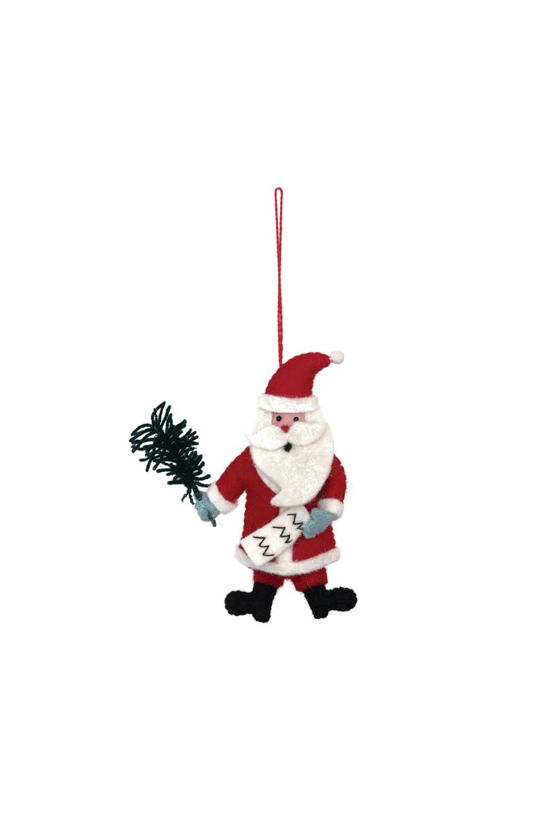 Storied Home Wool Felt Santa Ornament, Multicolor, Main, color, Red