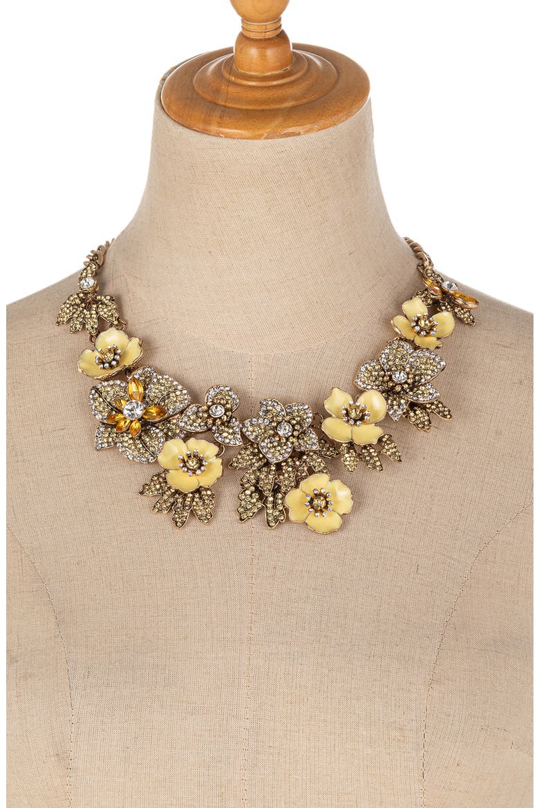Yellow Flower Statement Necklace, Alternate, color, SILVER AND YELLOW