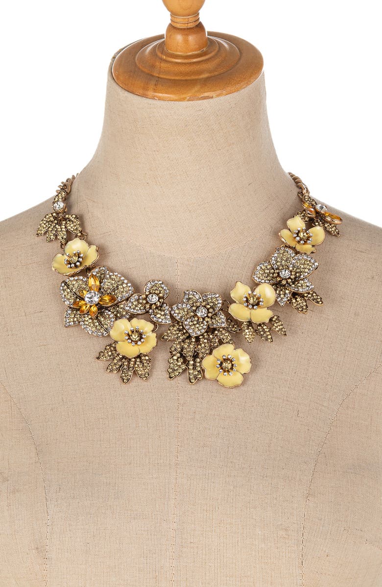 EYE CANDY LOS ANGELES Yellow Flower Statement Necklace, Alternate, color, Silver And Yellow