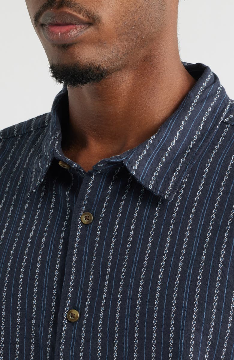 Billabong Garage Sandon Mixed Stripe Jacquard Short Sleeve Button-Up Shirt, Alternate, color, True Navy